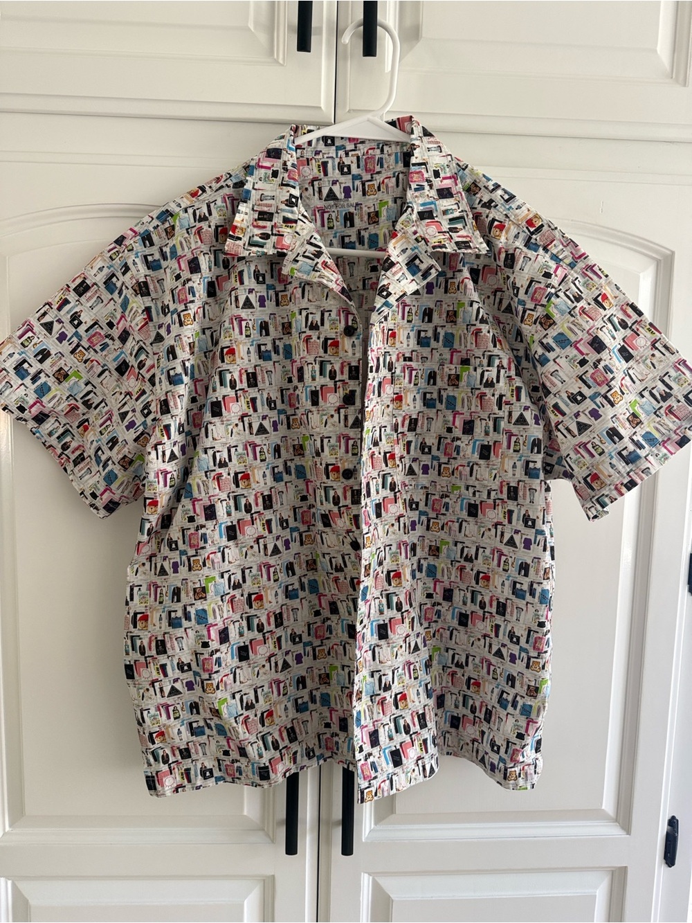Teddy Fresh White Short-Sleeve Button-Up Shirt with Multicolor Print